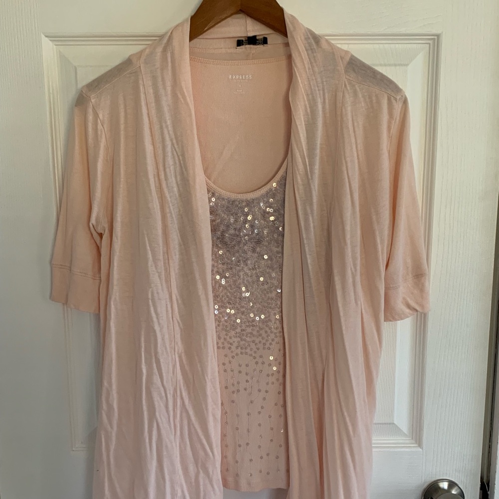 Bebe Sequin Tank and matching Cardigan